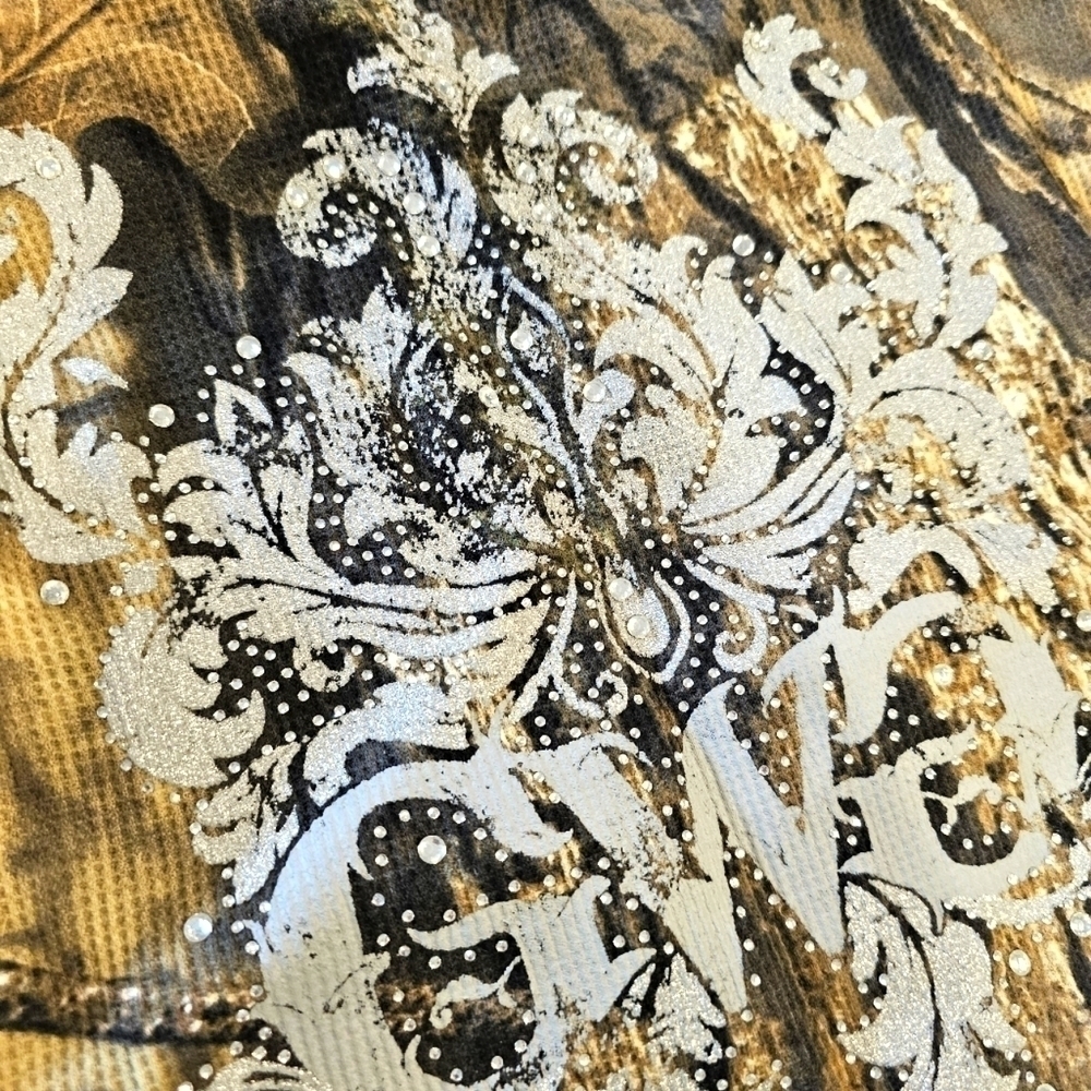 GIRLS WITH GUNS camo print lace top mossy oak country tee top shirt sz S… - Picture 6 of 14
